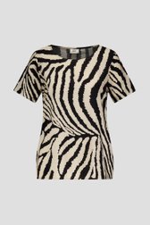 Beige T-shirt met zwart zebra motief van JDY voor Dames
