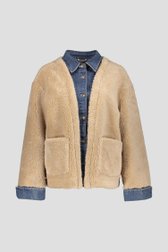 Productfoto 1 van Beige teddy jas met denim door Geisha voor Dames