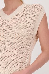 Beige trui met ajourmotief en korte mouwen van Liberty Island voor Dames