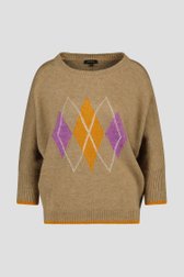 Beige trui met geruit motief van More & More voor Dames