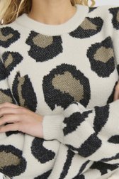 Detail van Beige trui met zwarte animal print  door JDY voor Dames