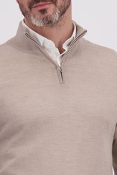 Detail van Beige wollen trui met korte rits door Dansaert Black Premium voor Heren