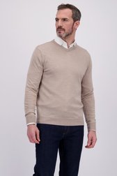 Voorkant van Beige wollen trui met V-hals door Dansaert Black Premium voor Heren