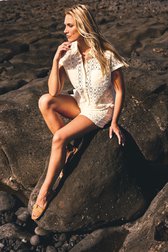 Bermuda écru en broderie anglaise de D'Auvry pour Femmes