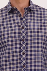 Detail van Blauw-beige geruit hemd - Regular fit door Casual Five voor Heren