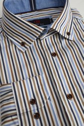 Productfoto 1 van Blauw-bruin gestreept hemd - Comfort fit door Dansaert Blue voor Heren