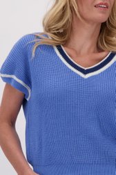 Blauw gebreid truitje met korte mouwen van AC by Annelien Coorevits voor Dames