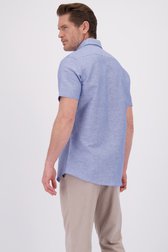 Achterkant van Blauw gemêleerd hemd met korte mouw - Regular fit door Dansaert Blue voor Heren