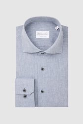 Blauw gemêleerd hemd - Slim fit van Michaelis voor Heren