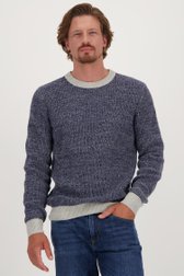 Blauw-grijze gemêleerde trui met een ronde hals van Bluefields voor Heren