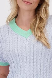 Detail van Blauw-groen gebreid truitje  door Libelle voor Dames