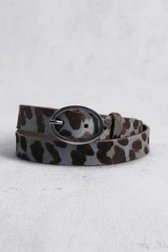 Voorkant van Blauw-groene riem met donkerbruin luipaardmotief door Liberty Island voor Dames
