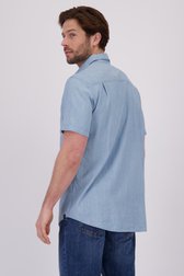 Blauw hemd met denimlook en korte mouwen van Ravøtt voor Heren