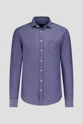 Blauw hemd met fijne print - Regular fit van Ravøtt voor Heren