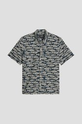 Productfoto 1 van Blauw hemd met korte mouwen en print door Marc O'Polo voor Heren