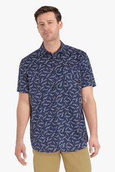 Blauw hemd met lichte print - regular fit van Ravøtt voor Heren