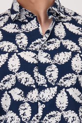 Blauw hemd met witte print - Regular fit van Casual Five voor Heren