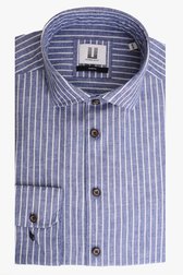 Blauw hemd met witte strepen - slim fit van Upper East voor Heren