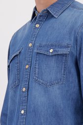 Detail van Blauw jeanshemd - Regular fit door Liberty Island Denim voor Heren