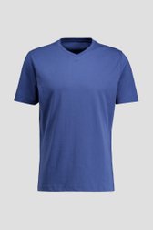 Productfoto 1 van Blauw katoenen T-shirt met V-hals door Liberty Island voor Heren
