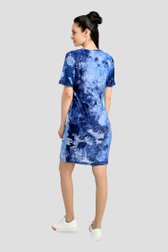 Blauw kleedje met opliggend bloemenpatroon van Bicalla voor Dames