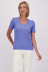 Voorkant van Blauw T-shirt in textuurstof door Claude Arielle voor Dames
