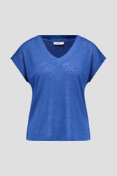 Blauw T-shirt met V-hals van Liberty Loving nature voor Dames