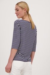 Achterkant van Blauw T-shirt met witte strepen door Liberty Island voor Dames