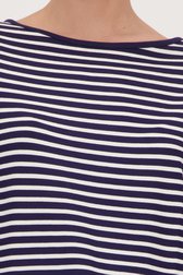 Detail van Blauw T-shirt met witte strepen door Liberty Island voor Dames