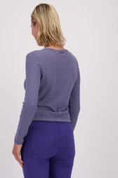 Achterkant van Blauw truitje met wit all-over cirkelmotief door Claude Arielle voor Dames