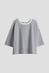 Blauw-wit gestreept T-shirt met 3/4-mouwen van Opus voor Dames