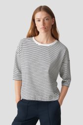 Blauw-wit gestreept T-shirt met 3/4-mouwen van Opus voor Dames