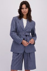 Extra foto 1 van Blauw-wit gestreepte blazer met denim look door Louise voor Dames