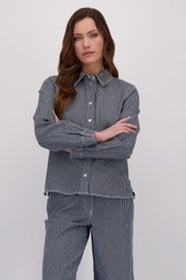 Voorkant van Blauw-wit gestreepte jeansblouse door JDY voor Dames