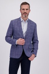 Voorkant van Blauwe blazer met geruit motief - Regular fit door Dansaert Black Premium voor Heren