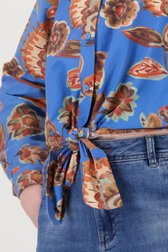 Blauwe blouse met bloemenprint en knoopdetail van Geisha voor Dames