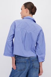 Achterkant van Blauwe blouse met bordeaux strepen door JDY voor Dames