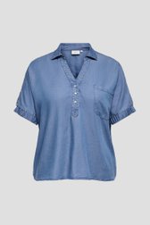 Productfoto 1 van Blauwe blouse met denim look door ONLY Carmakoma voor Dames