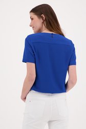 Blauwe blouse met korte mouwen van Claude Arielle voor Dames