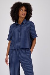 Blauwe blouse met wit gestreept motief van JDY voor Dames