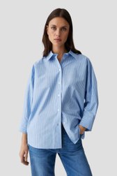 Voorkant van Blauwe blouse met witte strepen door Opus pants voor Dames