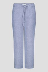Blauwe broek in katoen en linnen - straight fit van Liberty Island voor Dames