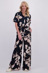 Voorkant van Blauwe broek met beige-bruine print door AC by Annelien Coorevits voor Dames