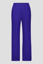 Blauwe broek met structuur en elastische taille van Claude Arielle voor Dames