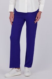 Blauwe broek met structuur en elastische taille van Claude Arielle voor Dames
