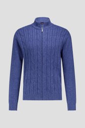 Productfoto 1 van Blauwe cardigan met kabelmotief  door Dansaert Blue voor Heren