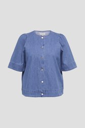 Productfoto 1 van Blauwe denimblouse met korte mouwen door ONLY Carmakoma voor Dames