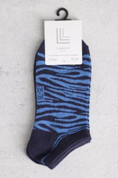 Blauwe enkelsokken met zebraprint - 2 paar van Liberty Island voor Dames