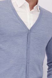 Detail van Blauwe fijn gebreide cardigan door Dansaert Black voor Heren