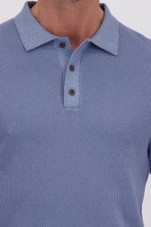 Detail van Blauwe gebreide polo door Dansaert Blue voor Heren